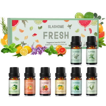 Fresh Essential Oils Set – 8 Pcs Aromatherapy Oils for Diffuser, Candles & Gifts