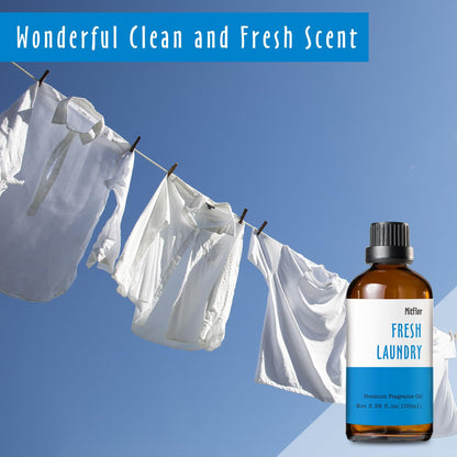 Fresh Laundry Fragrance Oil 3.38 oz / 100 ml | MitFlor Single Scented Oil for Soap, Candles & Diffusers