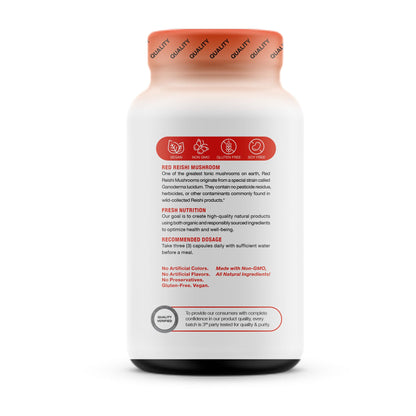 Fresh Nutrition Organic Reishi Mushroom Capsules – Alpha-Glucan Rich Ganoderma Lucidum, 1500mg Serving, Third-Party Tested – 90 Veggie Caps (Pack of 2)
