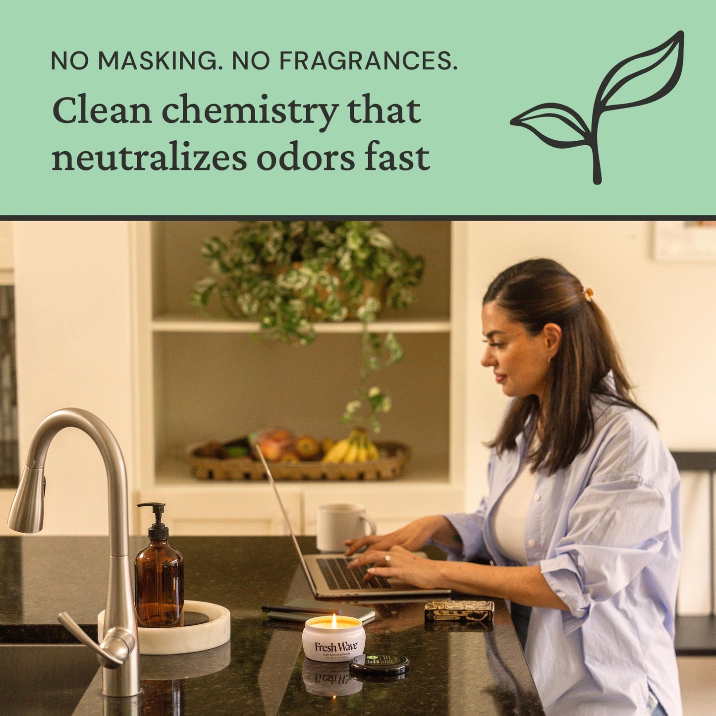 Fresh Wave Odor Eliminating Candle – 7 oz Soy, Safe Plant-Based Odor Relief, 30 HOUR BURN TIME