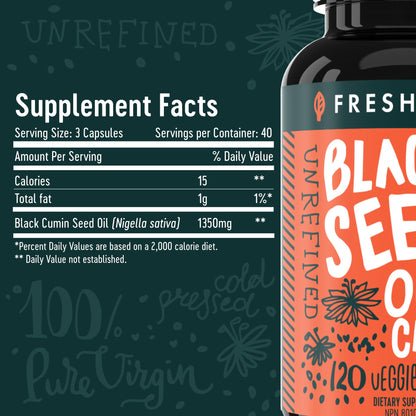 Freshfield Black Seed Oil Ultra Strength Thymoquinone – Nigella Sativa (120 Capsules)