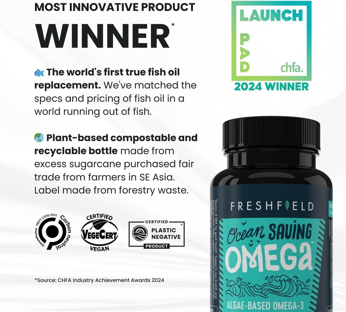 Freshfield Omega-3 DHA + DPA from Algae – Vegan, 440 mg DHA per Capsule