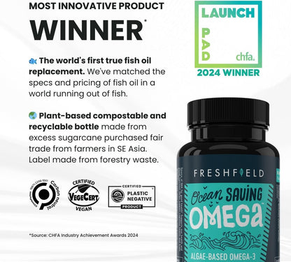 Freshfield Omega-3 DHA + DPA from Algae – Vegan, 440 mg DHA per Capsule