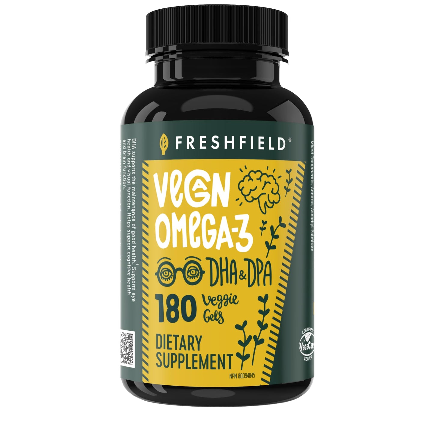 Freshfield Vegan Omega-3 from Algae - Plant-Based DHA + DPA, 3rd-Party Tested