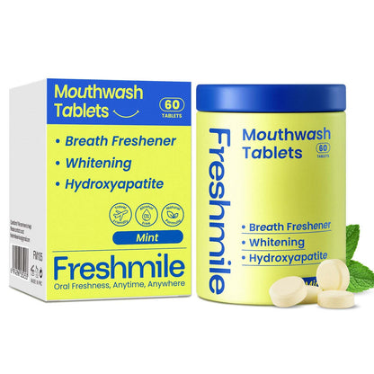 Freshmile Travel Mouthwash Tablets for Smokers – Fluoride & Alcohol-Free, Mint