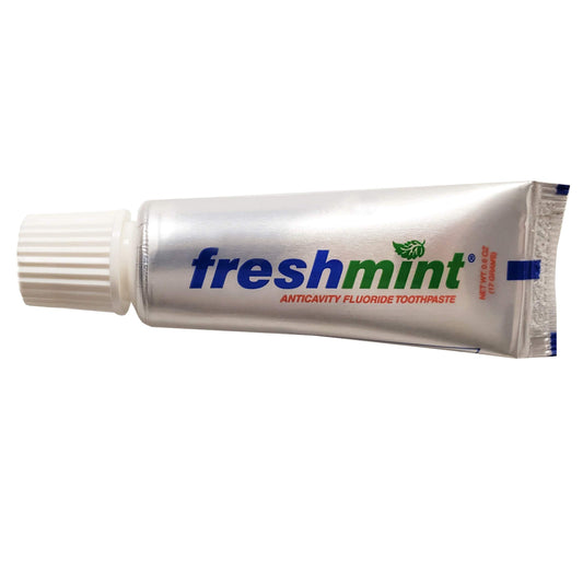 Freshmint 0.6 oz Anticavity Fluoride Toothpaste – 144-Pack, Travel Size, Metallic Tubes