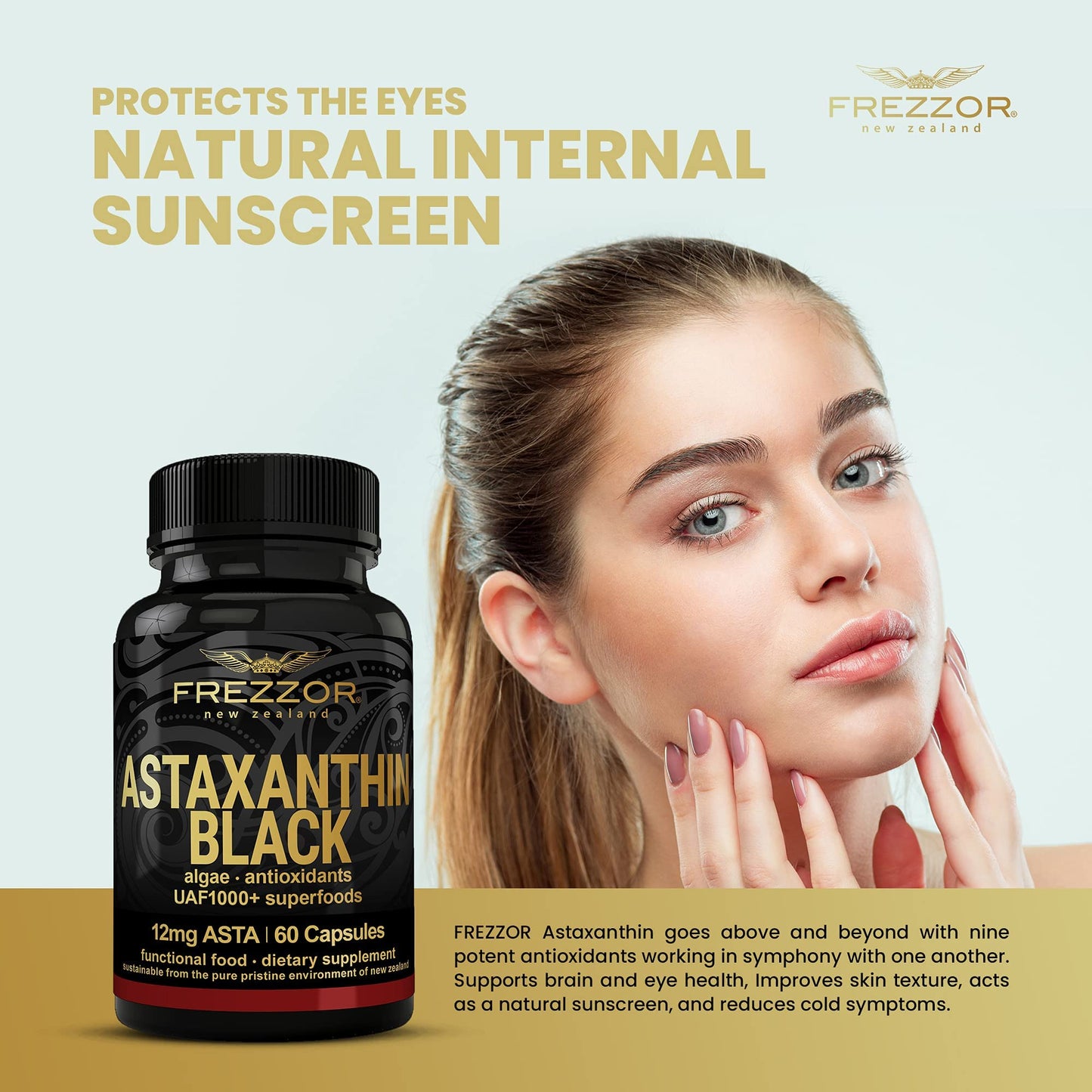 FREZZOR Astaxanthin Black 12mg – Anti-Aging Antioxidant (60 Softgels)