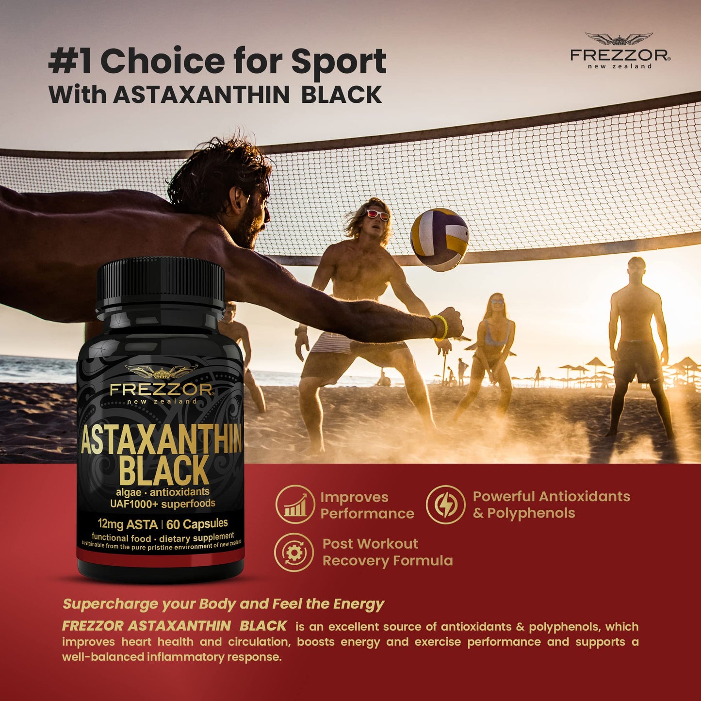 FREZZOR Astaxanthin Black 12mg – Anti-Aging Antioxidant (60 Softgels)