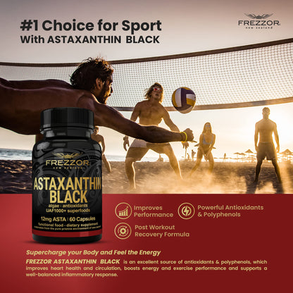 FREZZOR Astaxanthin Black 12mg – Anti-Aging Antioxidant (60 Softgels)