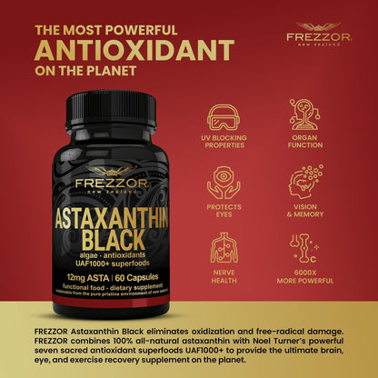 FREZZOR Astaxanthin Black 12mg – Anti-Aging Antioxidant (60 Softgels)