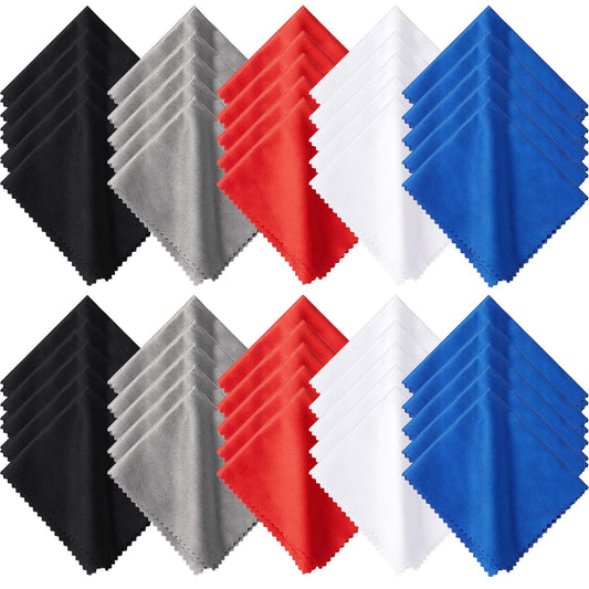 Frienda 50 Pcs Microfiber Cleaning Cloths for Glasses – 6x7 Inch, Eyeglasses Cleaning Cloths, Sunglasses & Electronics, Assorted Colors