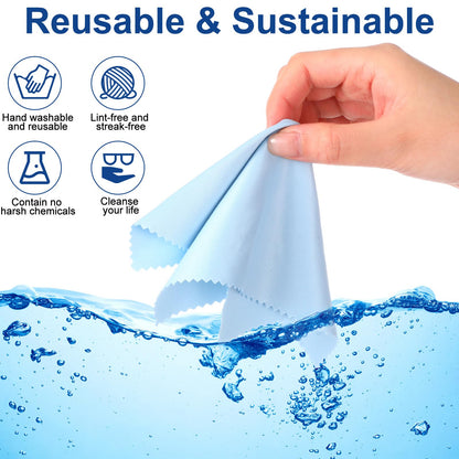 Frienda 50 Pcs Microfiber Cleaning Cloths for Glasses – 7x6 Inch Lens & Screen Cleaning (Blue)