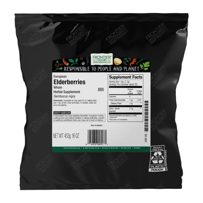 Frontier Co-op Dried Elderberries, European Whole – Non-GMO, Kosher, 16 oz x 4