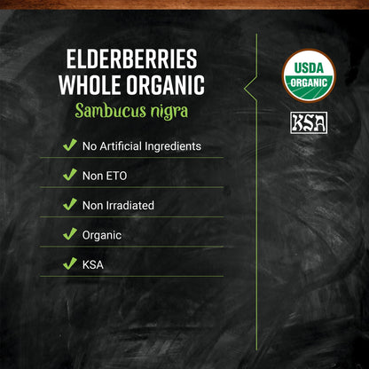 Frontier Co-op Organic Dried Elderberries, European Whole — Non-GMO, Kosher, 16 oz (Pack of 2)