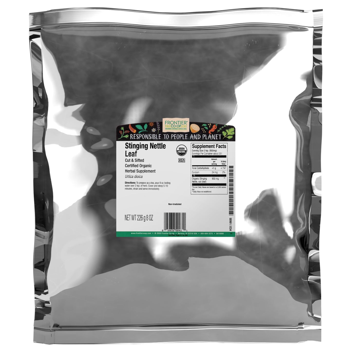 Frontier Co-op Organic Nettle Leaf, Cut & Sifted for Nettle Tea — Kosher, 16 oz (Pack of 2)