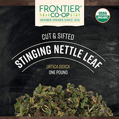 Frontier Co-op Organic Nettle Leaf, Cut & Sifted for Nettle Tea — Kosher, 16 oz (Pack of 2)