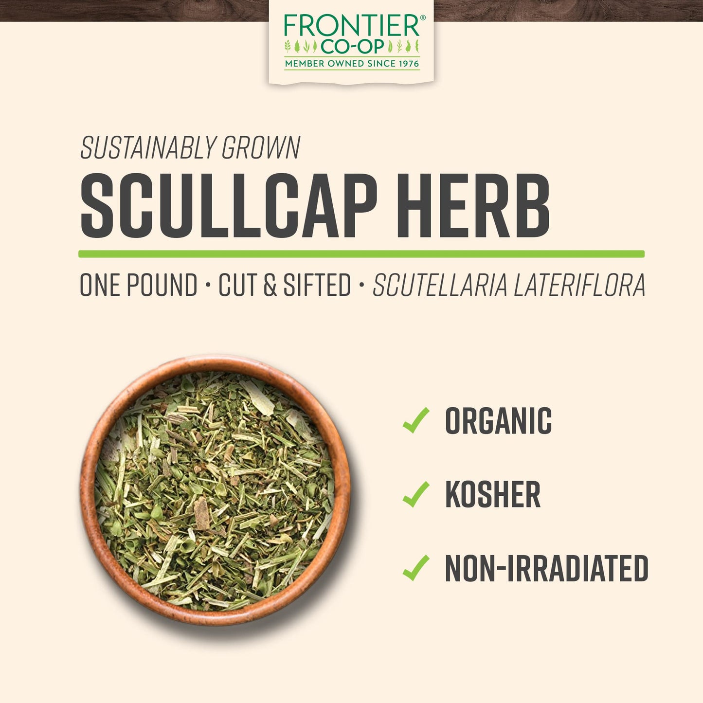 Frontier Co-op Organic Skullcap Herb (Cut & Sifted) 1lb – Certified Organic