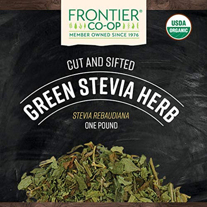 Frontier Co-op Stevia Herb – Cut & Sifted Green, Certified Organic | 1 lb Bulk