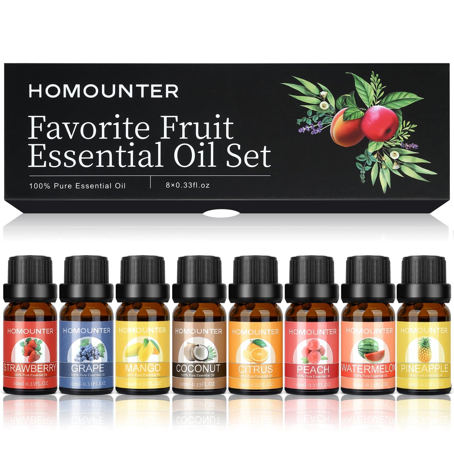 Fruit Essential Oil for Diffusers Natural Fruity Fragrance Oil for Candle & Soap Making - 8 Pack 10ML