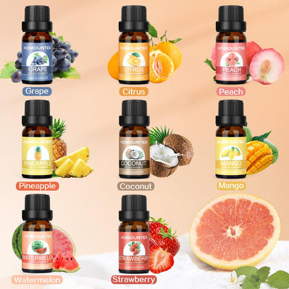 Fruit Essential Oil for Diffusers Natural Fruity Fragrance Oil for Candle & Soap Making - 8 Pack 10ML
