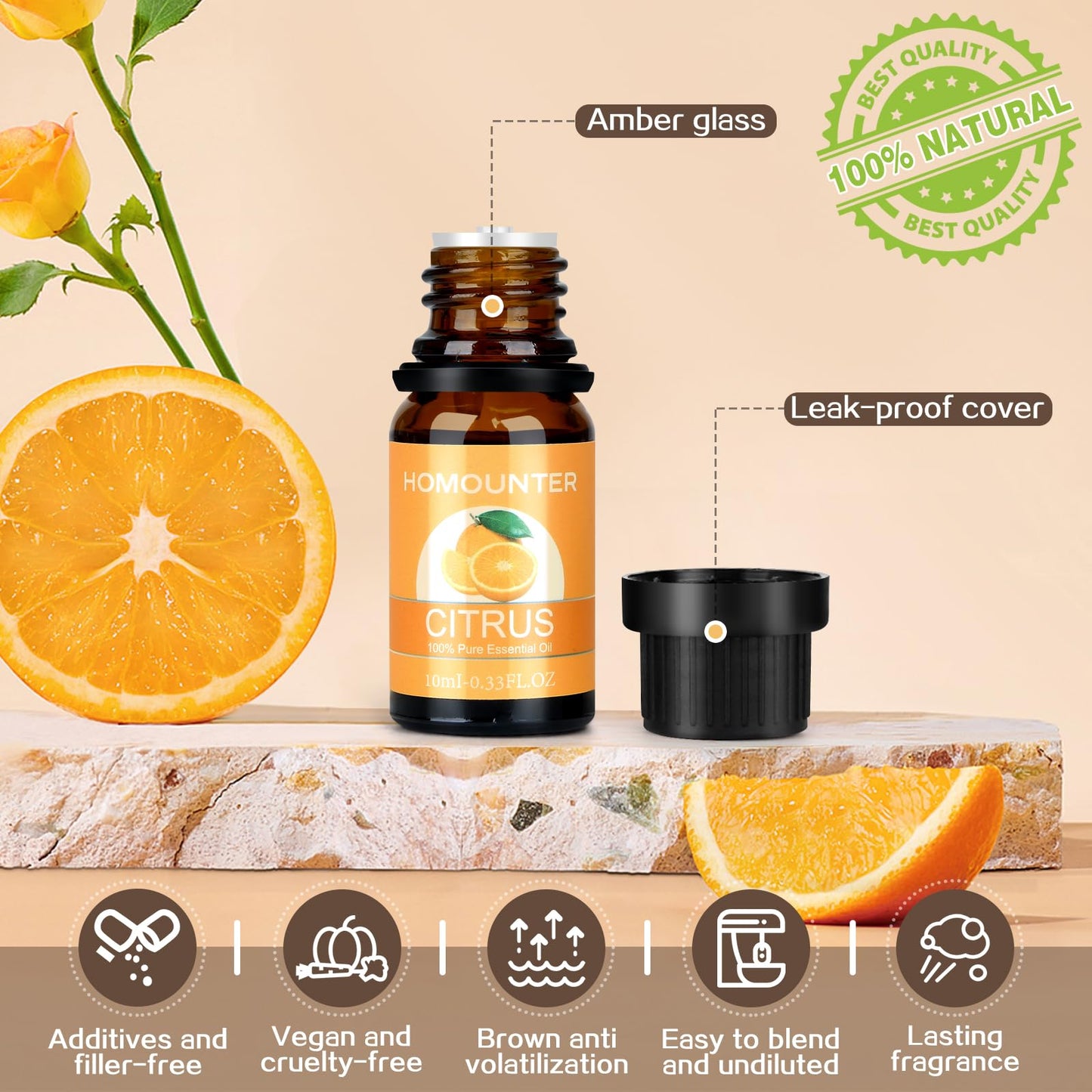 Fruit Essential Oil for Diffusers Natural Fruity Fragrance Oil for Candle & Soap Making - 8 Pack 10ML