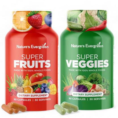 Fruits & Veggies Supplement - Vegan, Non-GMO - Made in USA | 180 Capsules (Pack of 2)