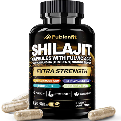 Fubienfit Shilajit Capsules – Premium Shilajit with Ashwagandha, Ginseng & Fulvic Acid (120 Capsules)