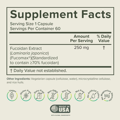 Prominent Nutrition Fucoidan – Gut Health & Immune Support, 250mg, 60 Count | Premium Brown Seaweed Extract