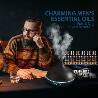 FUHITIM Fragrance Oil - Charming Men's Set (6x10ml) for Diffuser, Candle & Soap Making