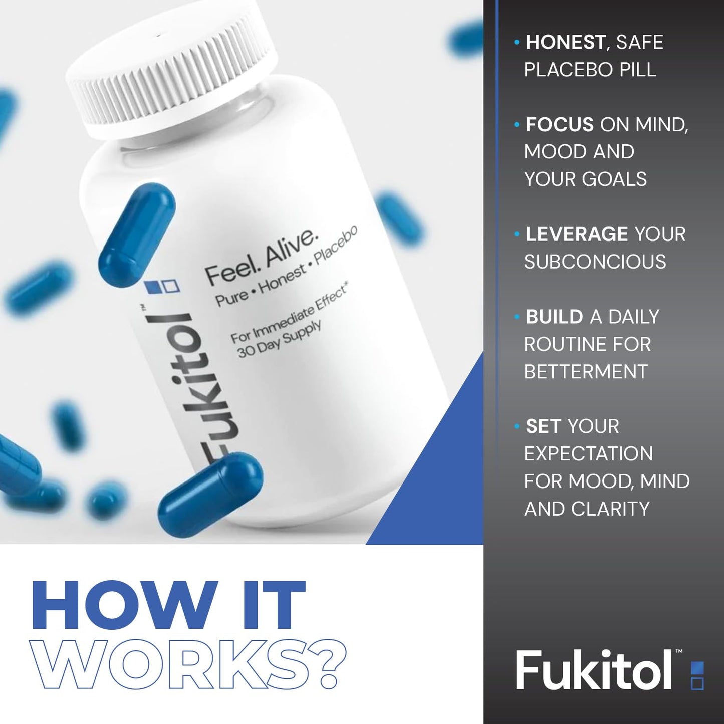 Fukitol Placebo Pills - Gift Edition: When It's Time to Make a Change - Pure & Honest Pill Capsule