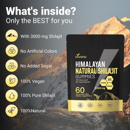Himalayan Shilajit Gummies with Ashwagandha & Gokshura – Organic & Non-GMO