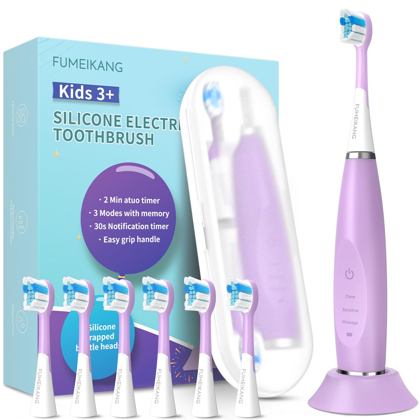 FUMEIKANG Kids Electric Toothbrush – Sonic Rechargeable, Purple