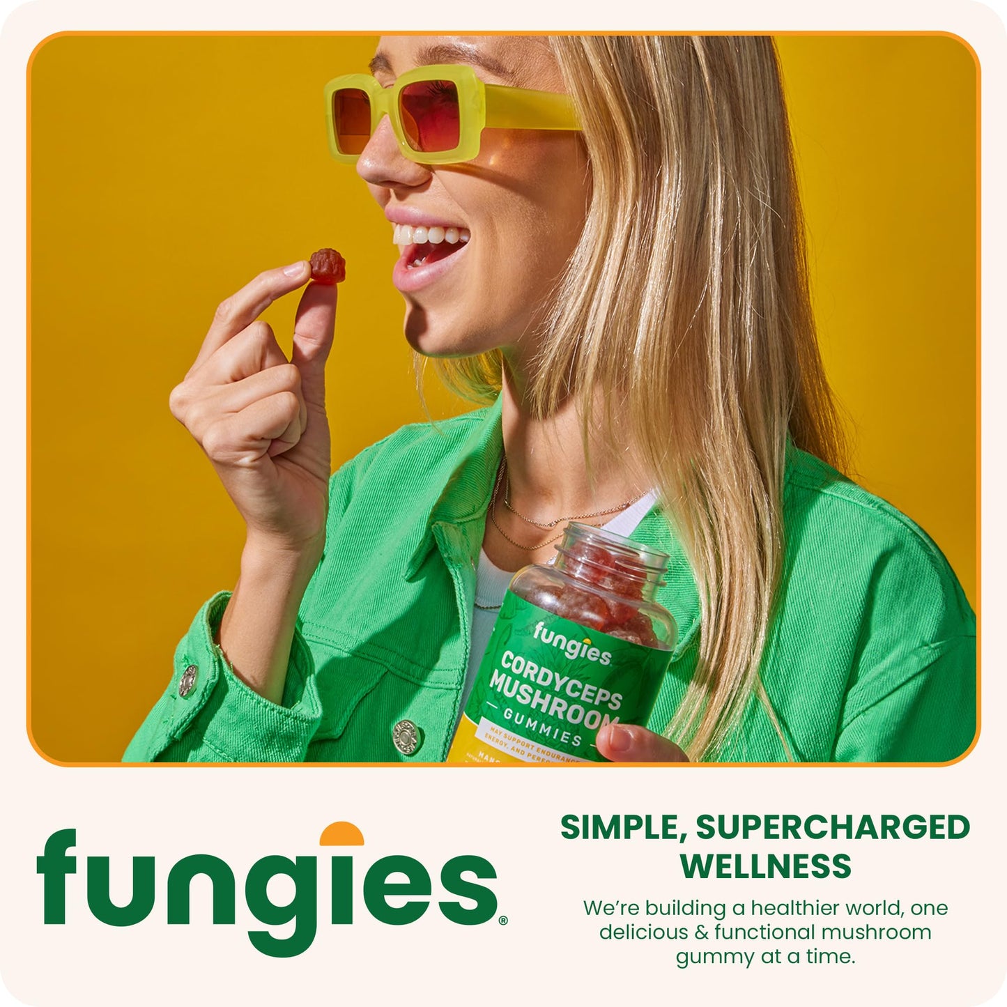 Fungies Cordyceps Mushroom Gummies, Mango & Pineapple Flavor - 60 Servings | Energy & Endurance (Caffeine-Free)