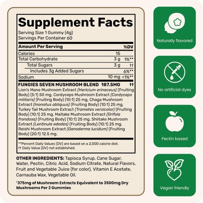 Fungies Multi Mushroom Gummies – 7 Mushrooms, Vegan & Gluten-Free