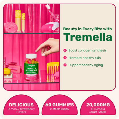 Fungies Tremella Gummies – Strawberry & Lemon Skin Health, 60 Servings