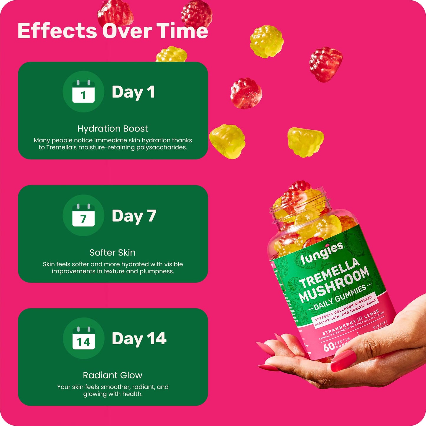 Fungies Tremella Gummies – Strawberry & Lemon Skin Health, 60 Servings