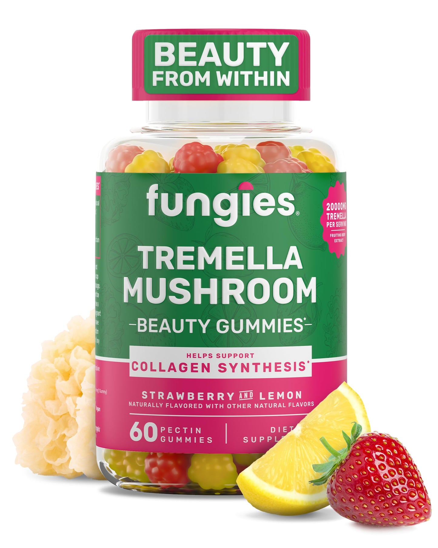Fungies Tremella Gummies – Strawberry & Lemon Skin Health, 60 Servings