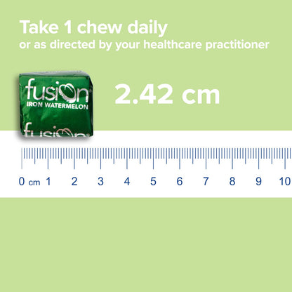 Fusion Lifestyle Iron Soft Chews – Watermelon Flavor, 45 mg Iron + Vitamin C, 30 Count