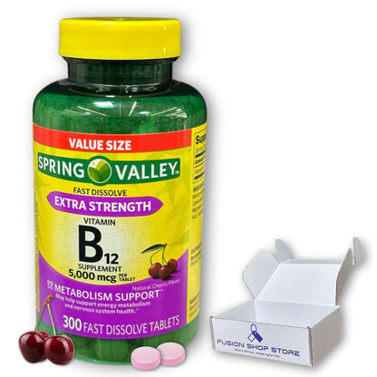 Fusion Shop Store B12 5000mcg Methylcobalamin Fast-Dissolve Tablets – Cherry Flavor, 300 ct