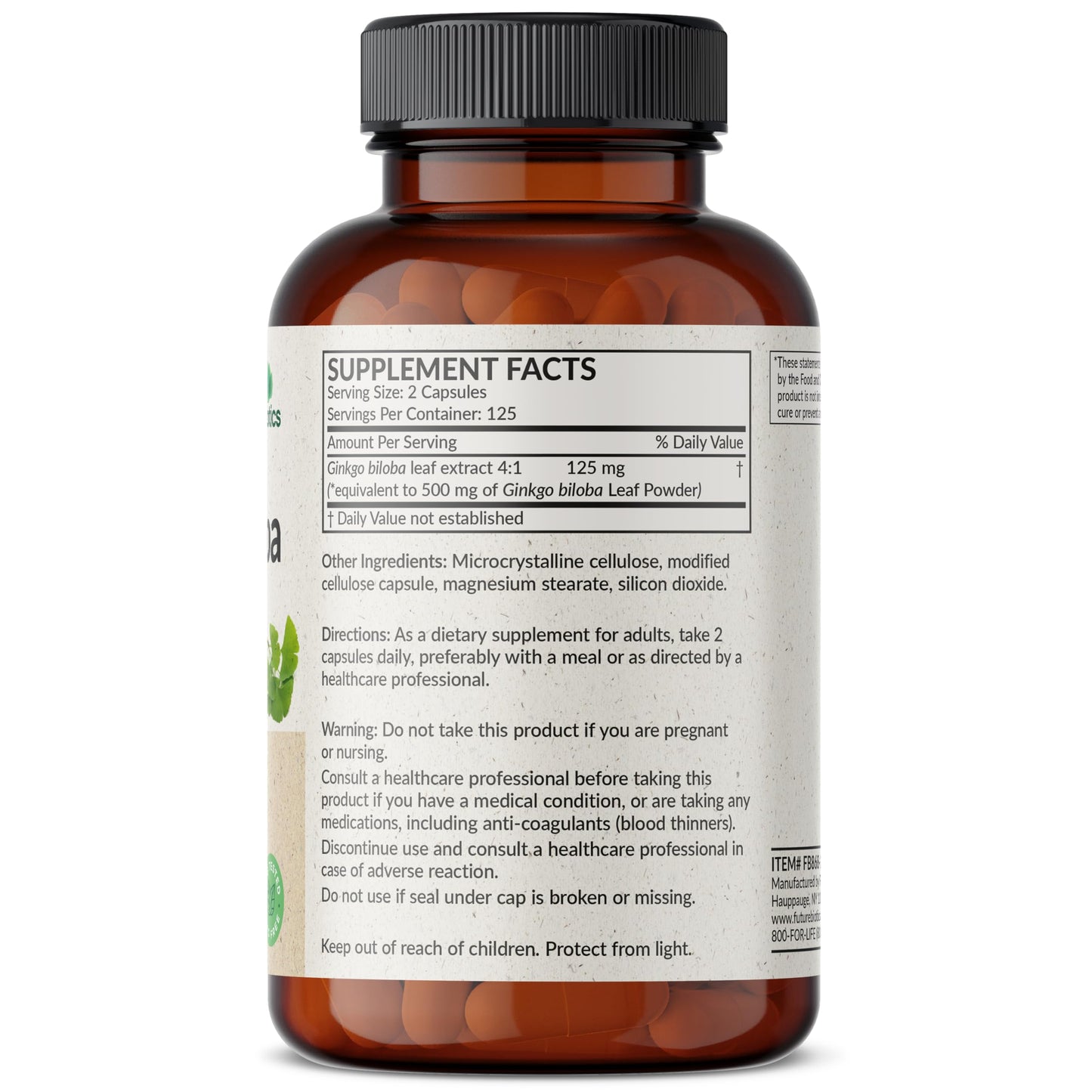 Futurebiotics Ginkgo Biloba Extra Strength Supports Brain Function & Memory Support, 250 Vegetarian Capsules