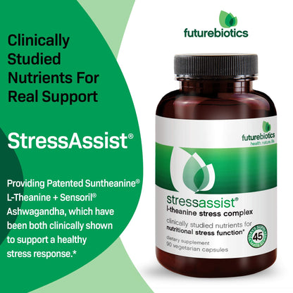 Futurebiotics StressAssist Stress Complex with L-Theanine, Ashwagandha & Rhodiola Rosea – 90 Vegetarian Capsules