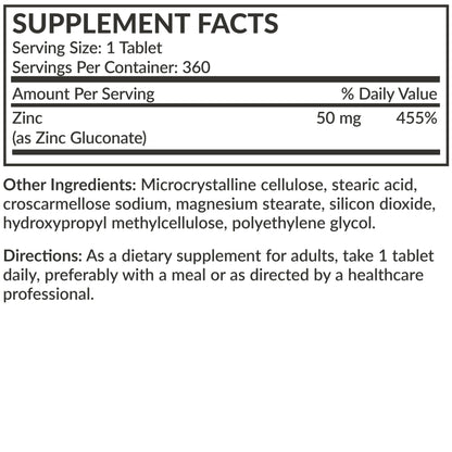 Futurebiotics Zinc 50 MG High Potency – 1 Year Supply, Non-GMO, 360 Tablets