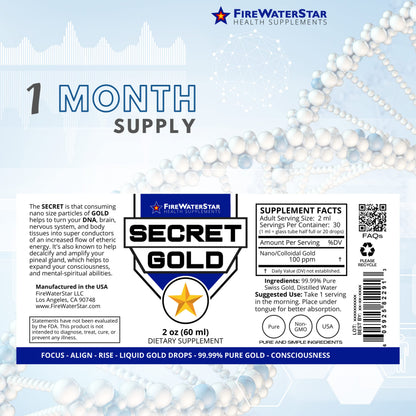 FWS Colloidal Gold Liquid Drops – 99.99% Swiss Gold, Brain Boost & Ascension