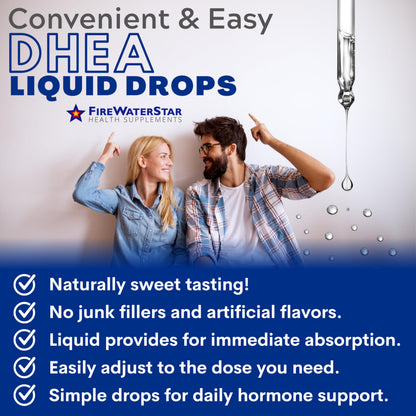 FWS DHEA Liquid Drops - Pure DHEA Supplement, Adjustable Dosing 5-50mg