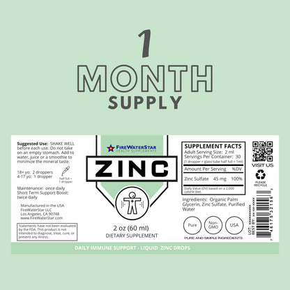 FWS Liquid Zinc Supplement for Men, Women & Kids – Organic Non-GMO Vegan Ionic Zinc Drops (2 oz, 30 Day Supply)