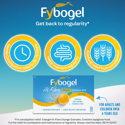 Fybogel Hi Fibre Sachets Orange Flavour 30 | Gentle Fibre Drink for Regularity