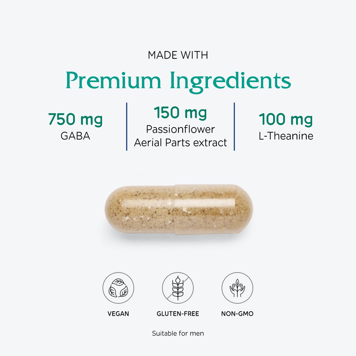 Vitanica GABA Ease - Calming Support, Vegan, 60 Capsules