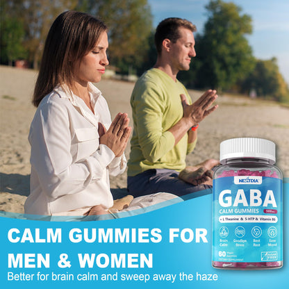 GABA Gummies 500 mg – Sugar-Free Calm Gummies with L-Theanine, 5-HTP, D3, B12 | Blueberry 1 Pack