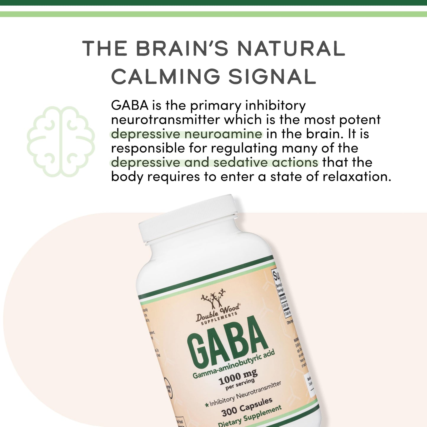 GABA Supplement 300 Capsules 1000mg | Calm, Sleep Support | Double Wood