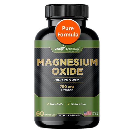 Gade Nutrition Pure Magnesium Oxide 750 mg – Magnesium Capsule Supplement Made in USA | Sleep & Muscle Support